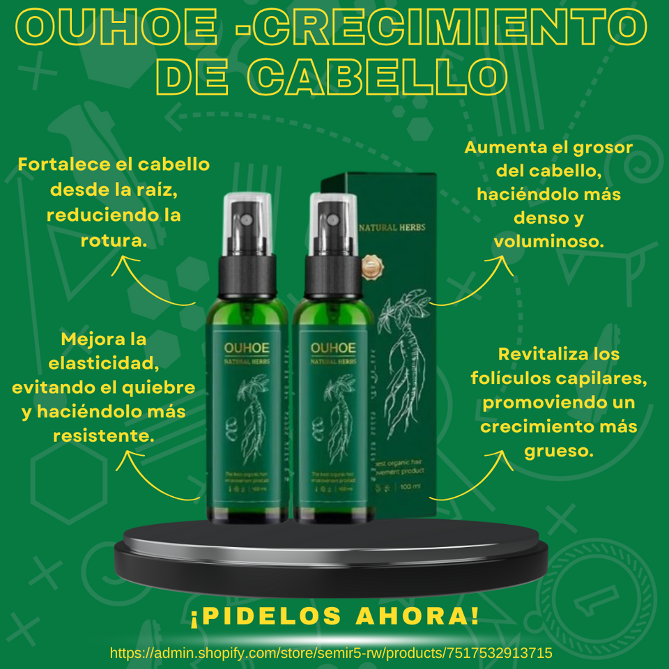 OUHOE: La solución natural y efectiva para fortalecer, engrosar y recuperar el cabello en hombres y mujeres" 🌿💆‍♂️💆‍♀️